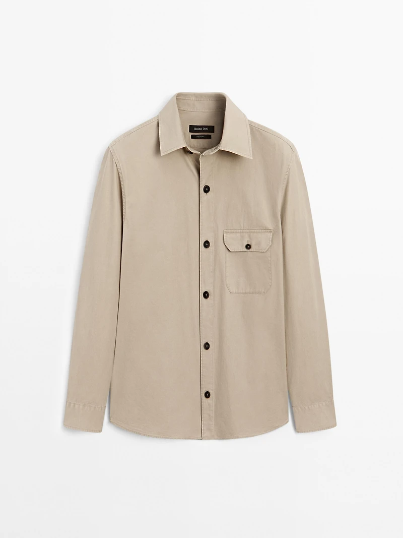 100% cotton overshirt with pocket