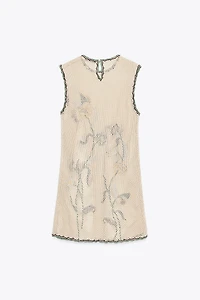 CROCHET DRESS WITH FLORAL EMBROIDERY ZW COLLECTION