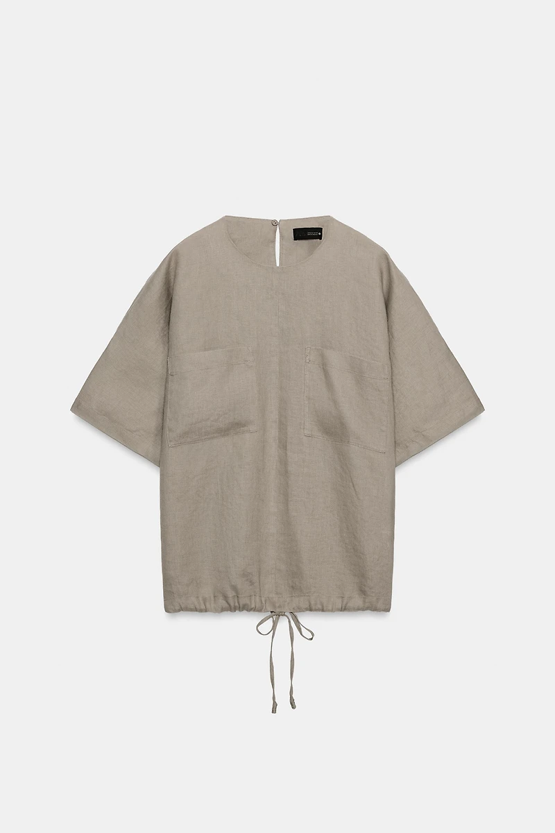 100% LINEN LACED TOP ZW COLLECTION
