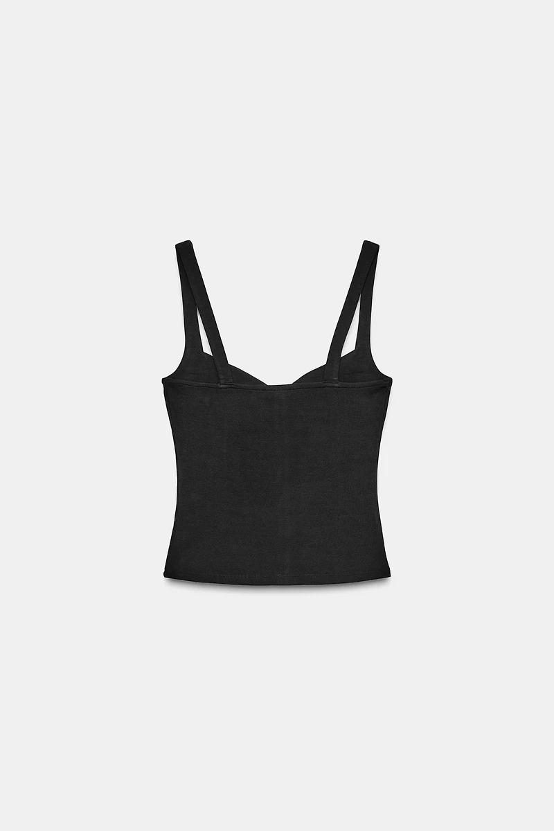 SWEETHEART NECKLINE TOP WITH BUTTONS