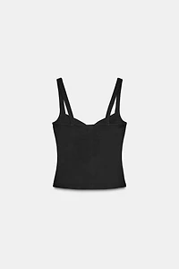 SWEETHEART NECKLINE TOP WITH BUTTONS