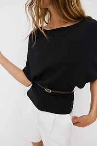 BELTED KNIT TOP