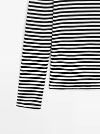Striped long sleeve T-shirt with contrast detail
