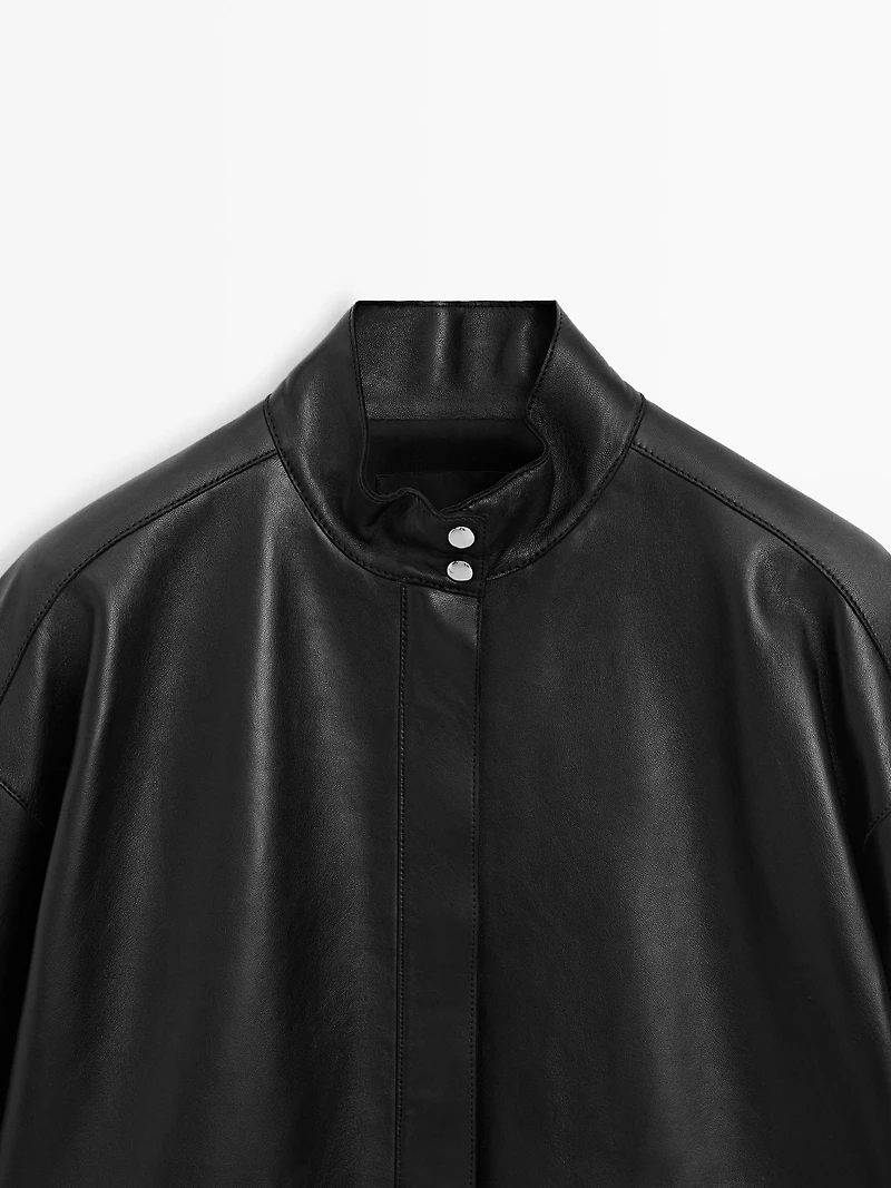 Veste avec poches en cuir nappa