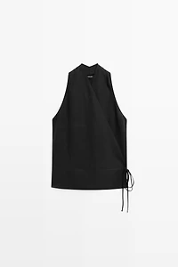 Draped surplice top with corset belt detail