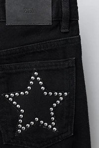 WIDE LEG STAR STUD JEANS