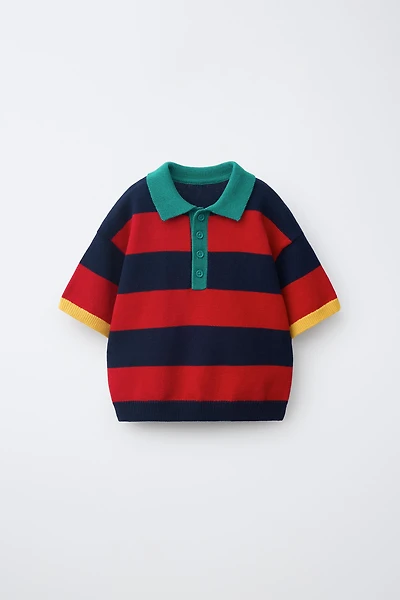 STRIPED KNIT POLO