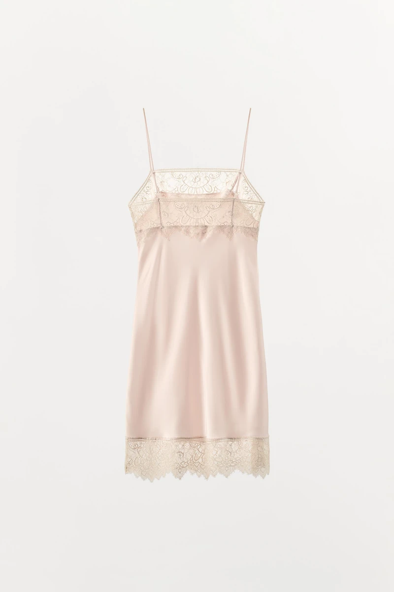 SATIN LACE SLIP DRESS