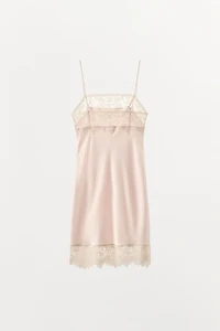 SATIN LACE SLIP DRESS