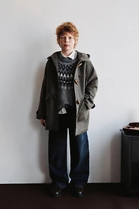 CLOTH DUFFEL COAT WITH WOOL