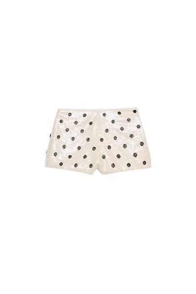 POLKA DOT SEQUIN MINI SHORTS