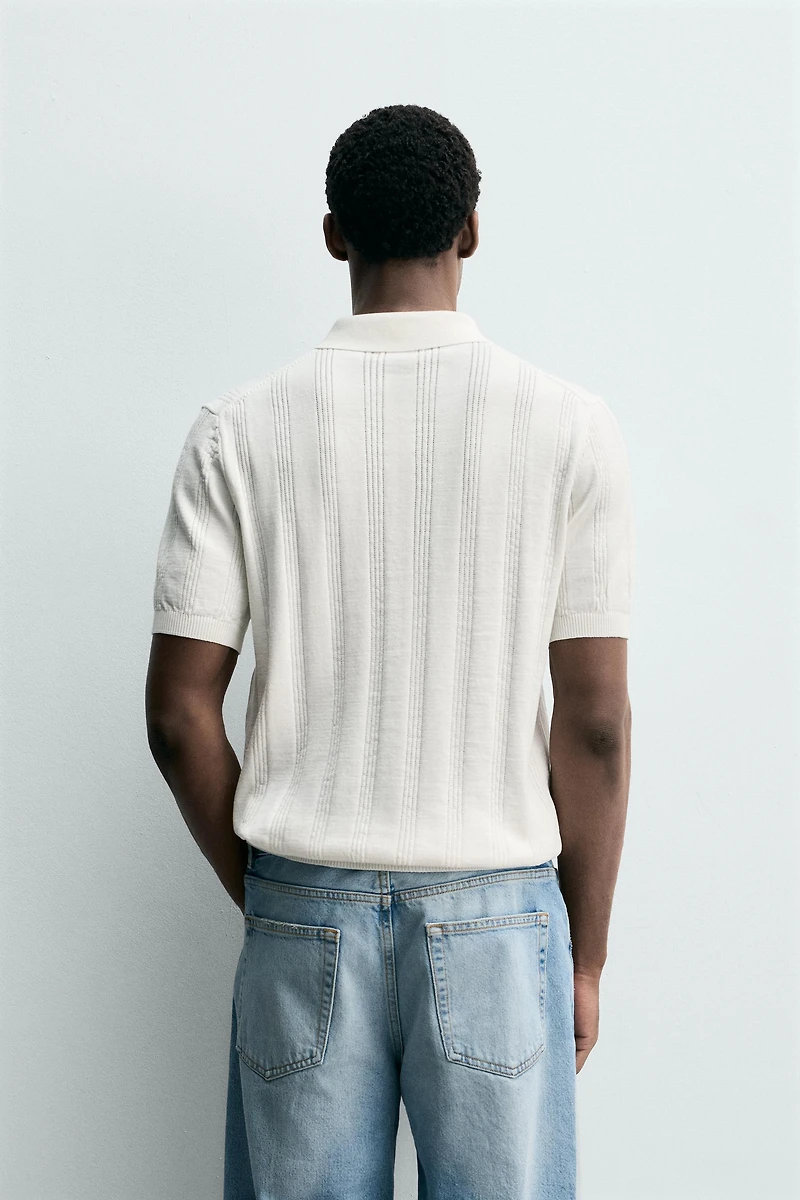 REGULAR FIT KNIT TEXTURED POLO