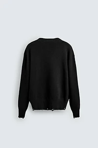 CARDIGAN CÔTELÉ EFFET DÉCHIRURES
