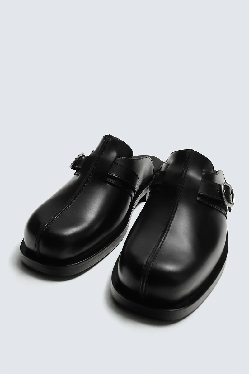 LIMITED EDITION LEATHER BUCKLED CLOGS
