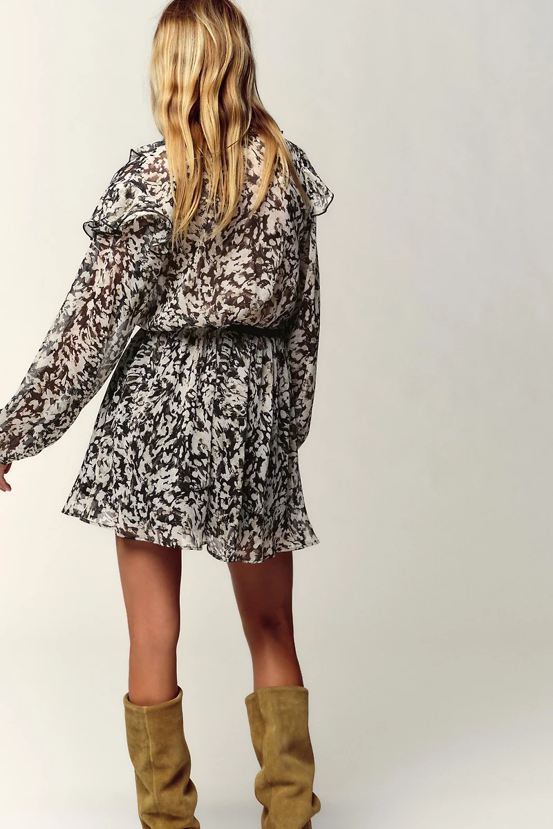 BELTED PRINTED MINI DRESS
