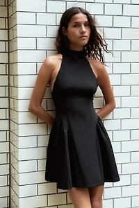 HALTER PLEATED SHORT DRESS