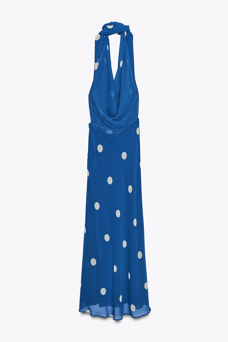ROBE MI-LONGUE IMPRIMÉE À POIS