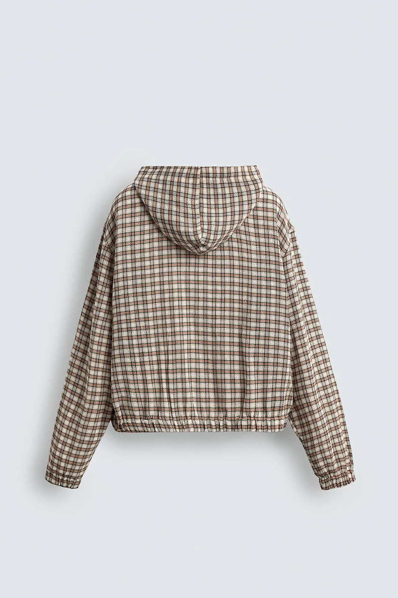 PLAID HOODED OVERSHIRT