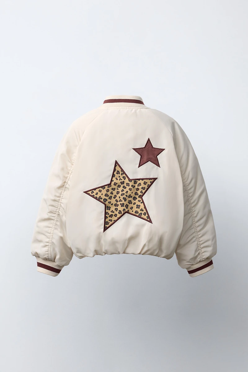 ANIMAL PRINT PATCH BOMBER JACKET