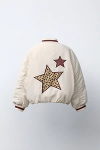 ANIMAL PRINT PATCH BOMBER JACKET