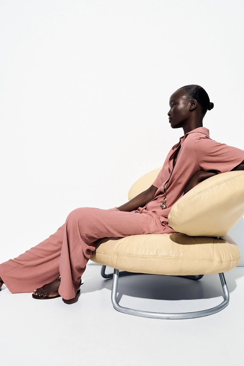 WRINKLE EFFECT WIDE LEG PANTS