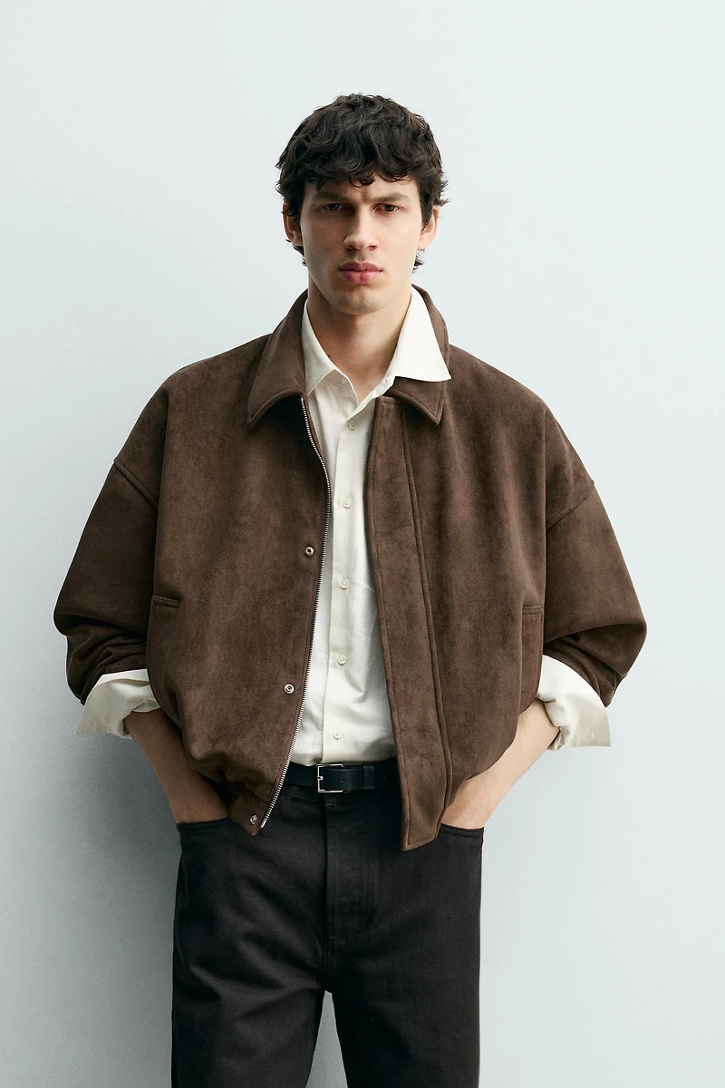 BLOUSON RELAXED FIT EFFET DAIM