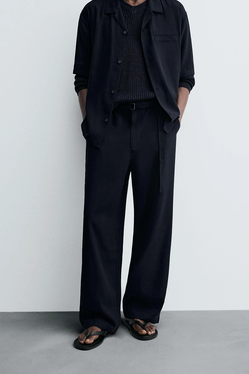 RELAXED FIT BELTED PANTS