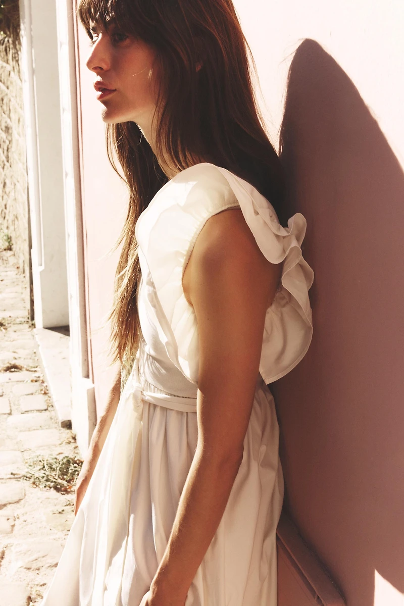 RUFFLED COMBINATION DRESS