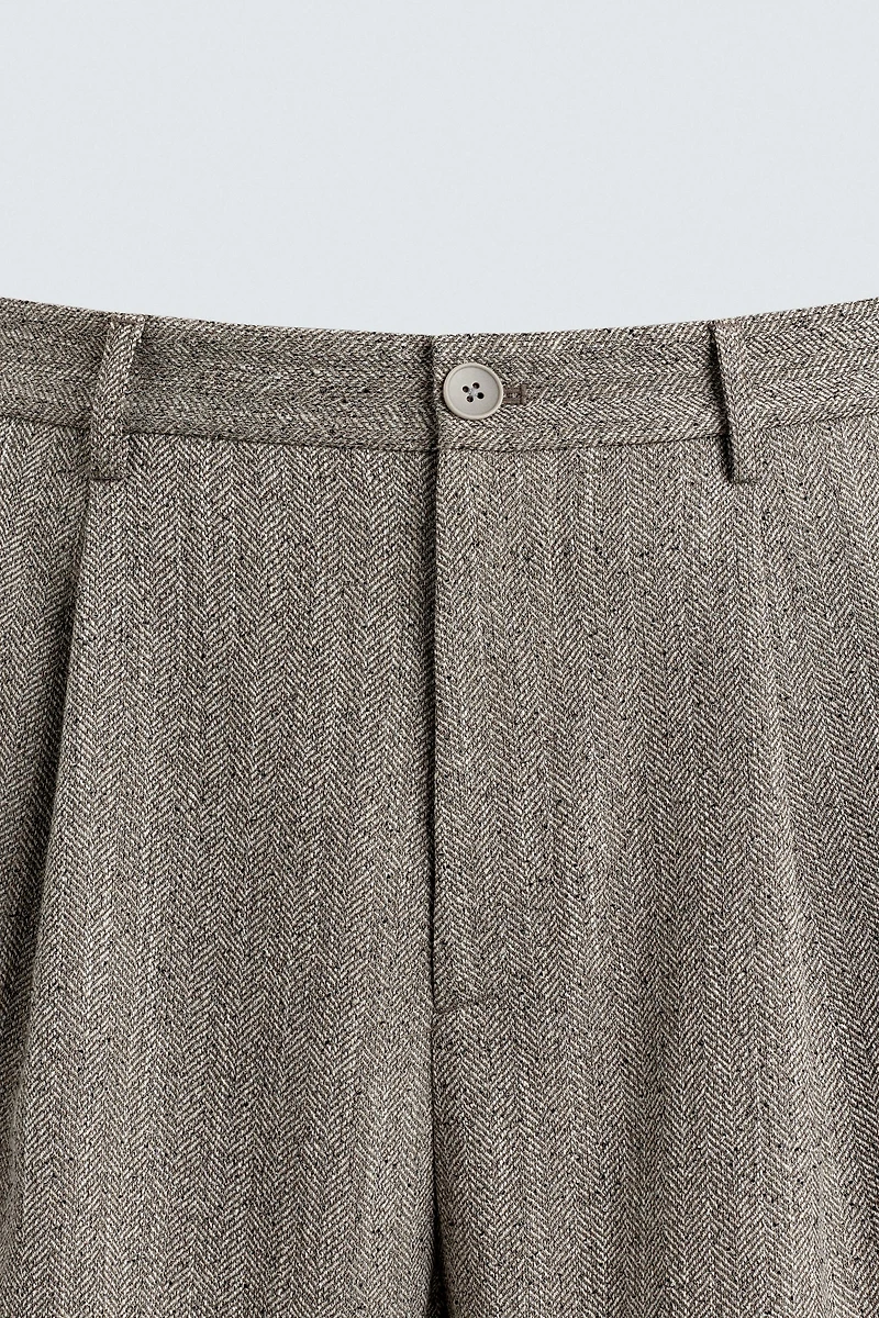 TEXTURED HERRINGBONE PANTS