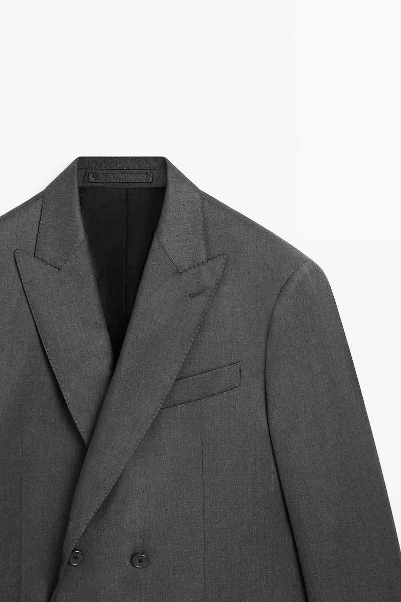 Blazer de costume croisé 100 % laine froide