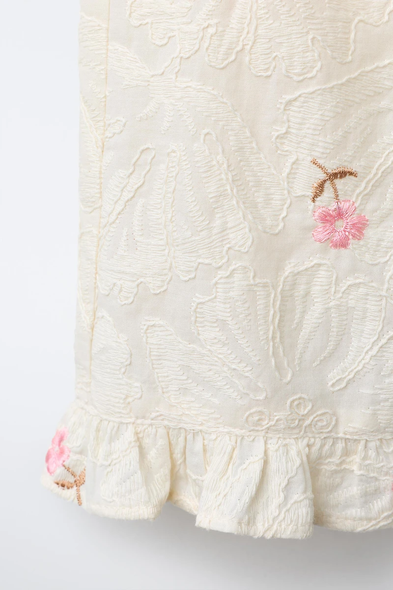PANTALON À FLEURS BRODÉES
