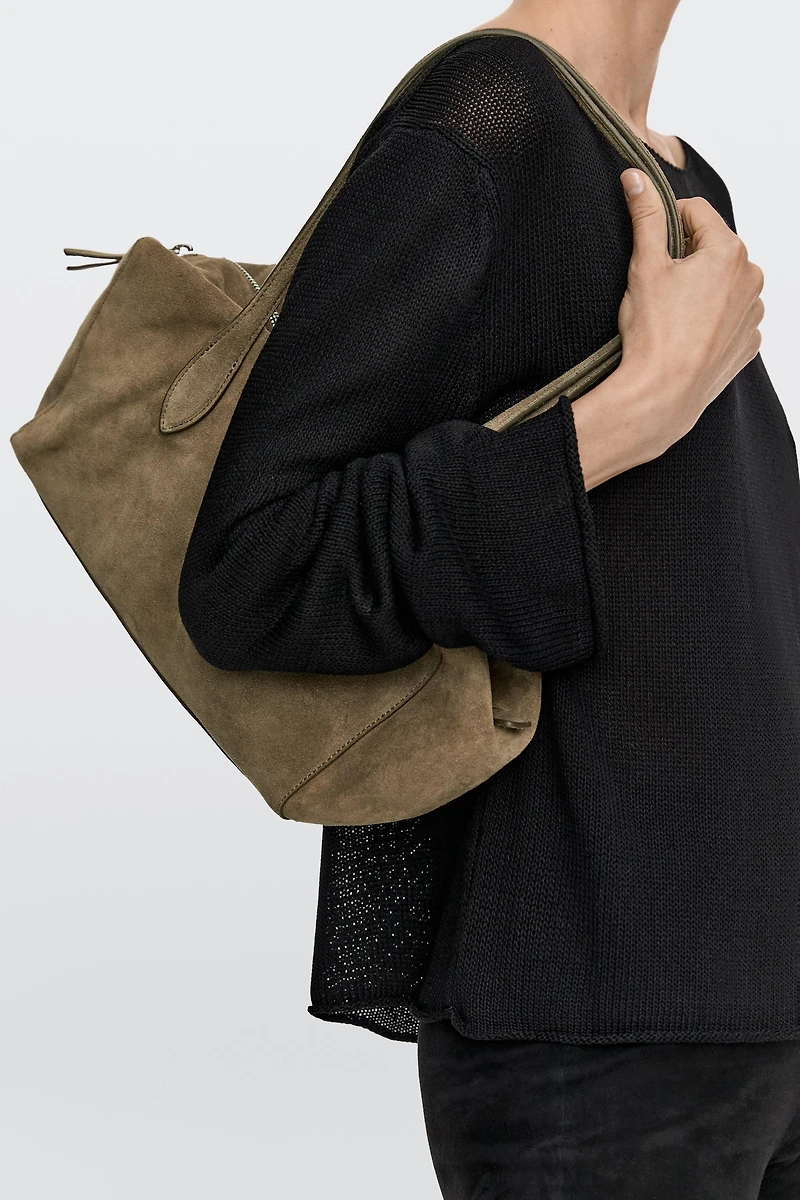 Split leather west satchel bag