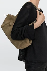 Split leather west satchel bag