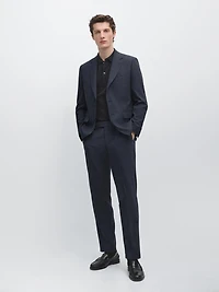 Cool wool blend check suit trousers