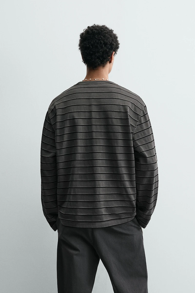 T-SHIRT JACQUARD À RAYURES