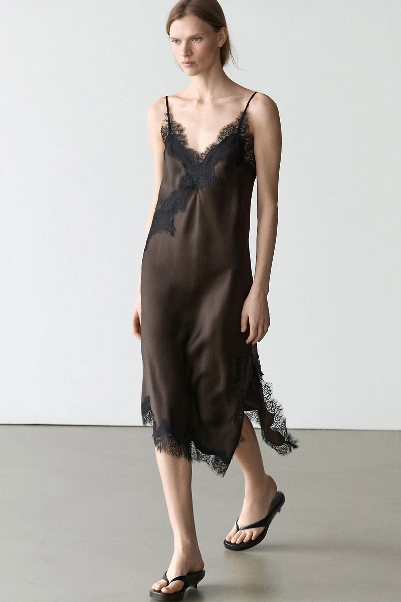 Camisole dress with lace detail