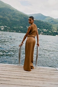 PANTALON LARGE SATINÉ CEINTURE