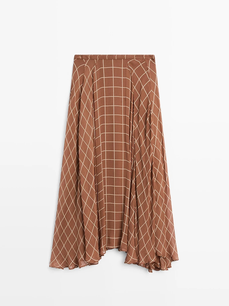 Long flowing skirt with checked detail