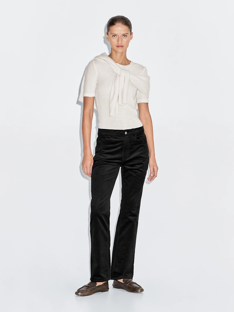 Straight-leg needlecord trousers