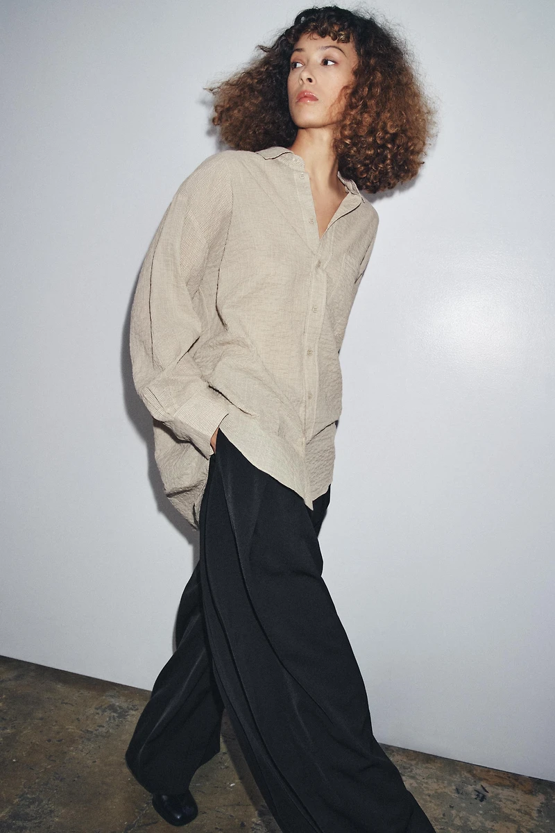 ZW COLLECTION TEXTURED OVERSIZED SHIRT