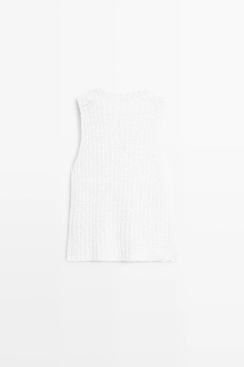 Textured cotton knit top
