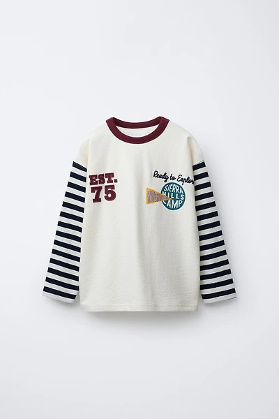 STRUCTURED STRIPED SLEEVE T-SHIRT