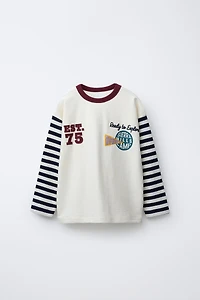 STRUCTURED STRIPED SLEEVE T-SHIRT