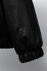 FAUX LEATHER PUFFER JACKET
