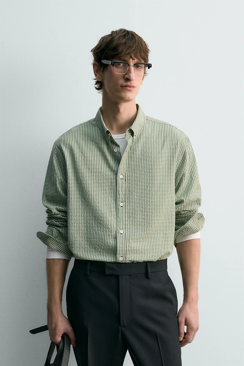 TEXTURED PLAID SHIRT