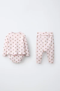 FLORAL PRINT JACKET, BODYSUIT, AND LEGGINGS SET
