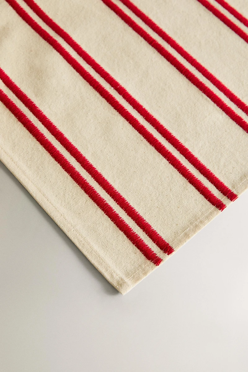 DOUBLE STRIPE EMBROIDERED TABLE RUNNER