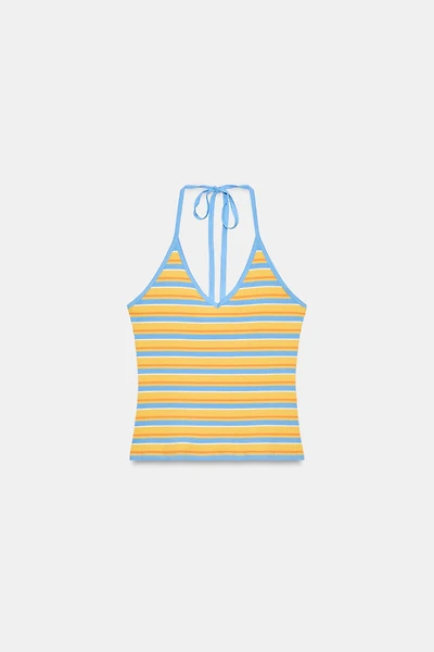 STRIPED HALTER TOP