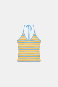 STRIPED HALTER TOP