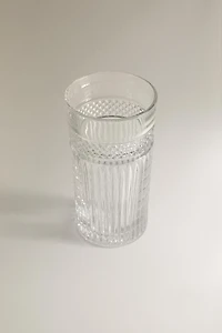 GLASS SOFT DRINK TUMBLER WITH RAISED DESIGN